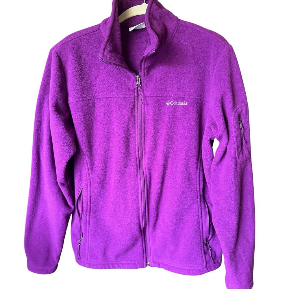 Columbia Sweater Women XL Fleece Full Zip L/S Jacket Magenta Hiking Gorpcore